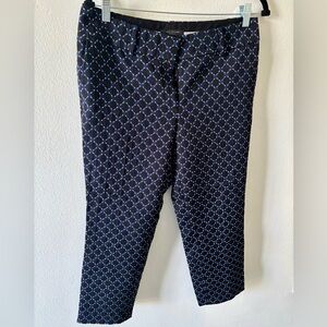 Ann Taylor Devin Fit Black and Blue Patterned Pants